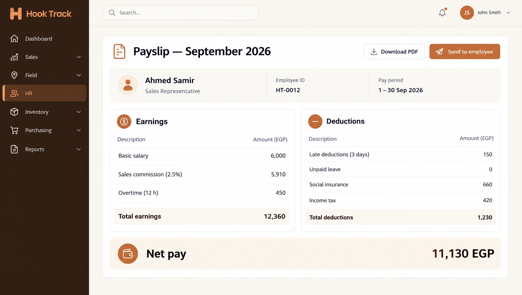 Hook Track ERP — payslip